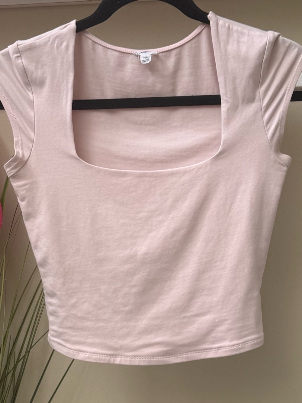 Garage Pink Square Neck Smooth Fitted Crop Top Shirt Size Small 14”ptp EUC